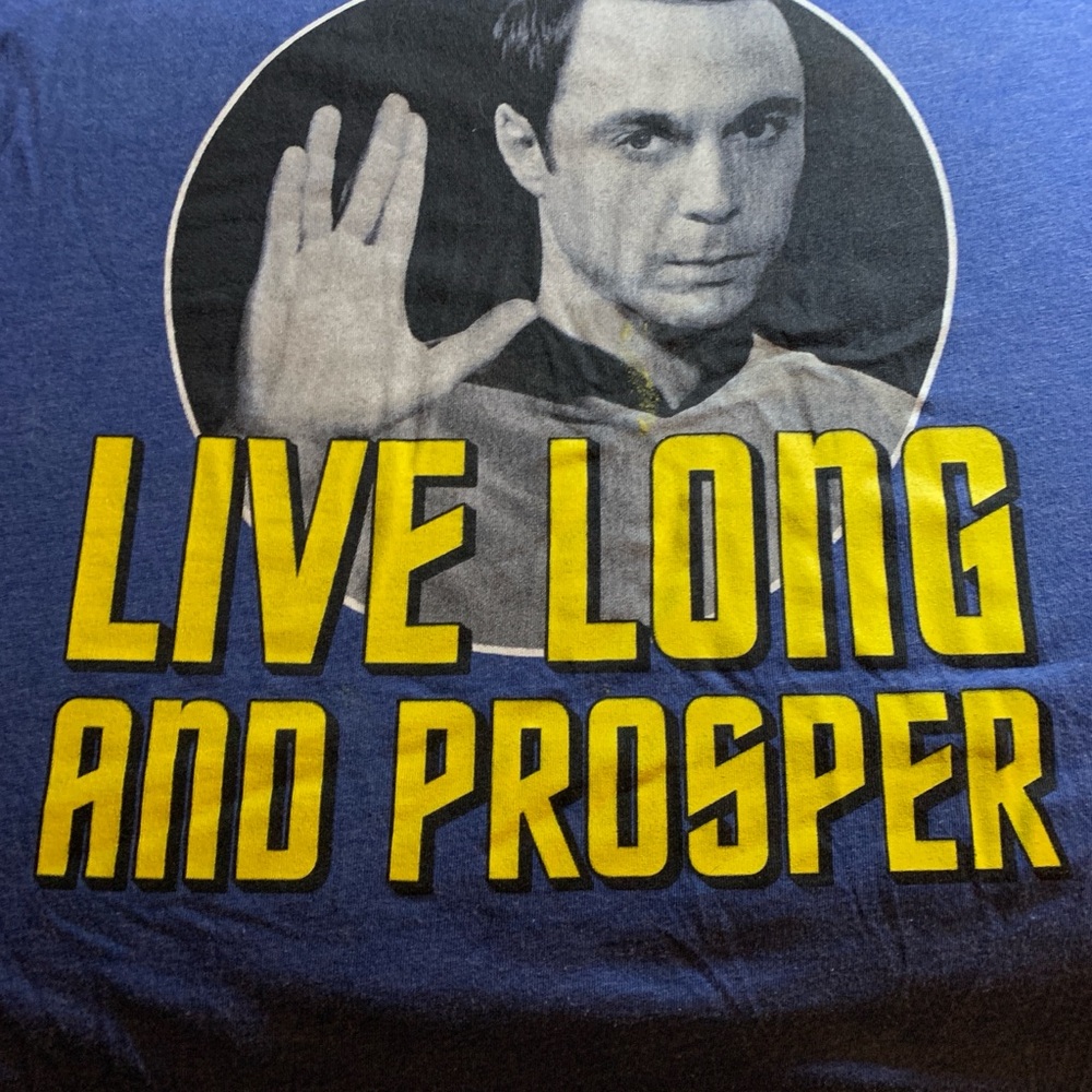 Live long and prosper T shirt, blue, large, cotton